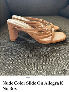 Allegra K Tan Multi-Strap Block Heel Slide Sandals